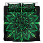 Cannabis Leaf Mandala Print Duvet Cover Bedding Set
