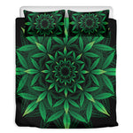 Cannabis Leaf Mandala Print Duvet Cover Bedding Set