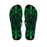 Cannabis Leaf Mandala Print Flip Flops