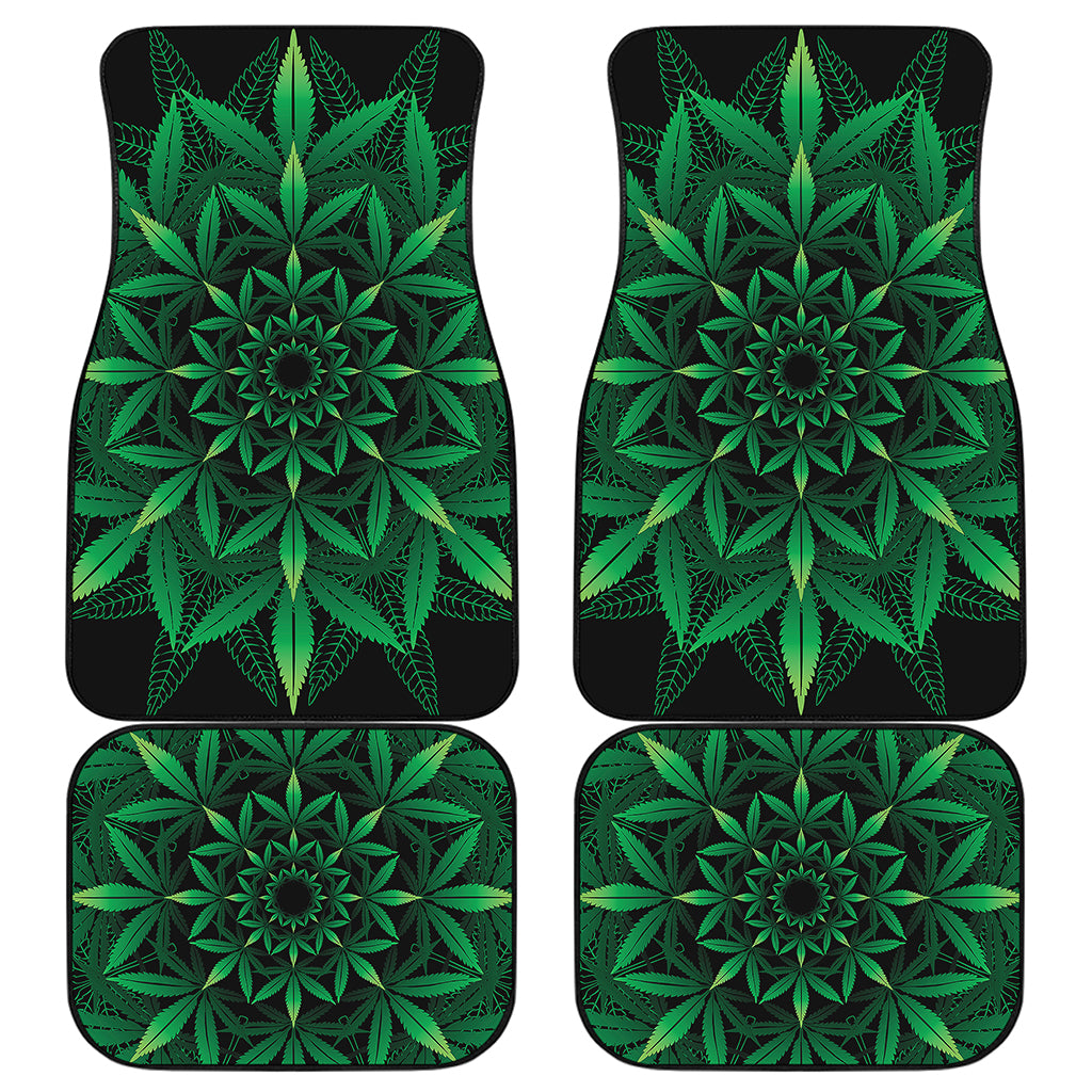 Cannabis Leaf Mandala Print Front and Back Car Floor Mats