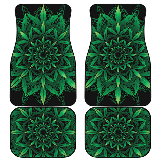 Cannabis Leaf Mandala Print Front and Back Car Floor Mats