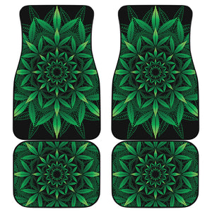 Cannabis Leaf Mandala Print Front and Back Car Floor Mats