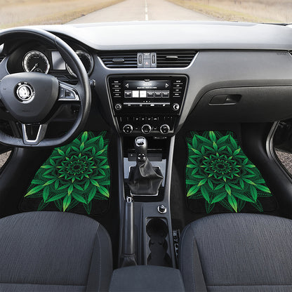 Cannabis Leaf Mandala Print Front and Back Car Floor Mats