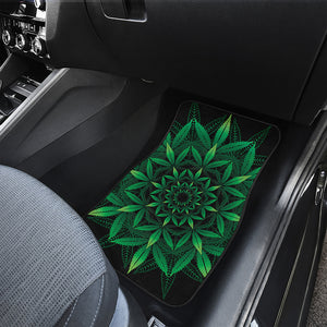 Cannabis Leaf Mandala Print Front and Back Car Floor Mats