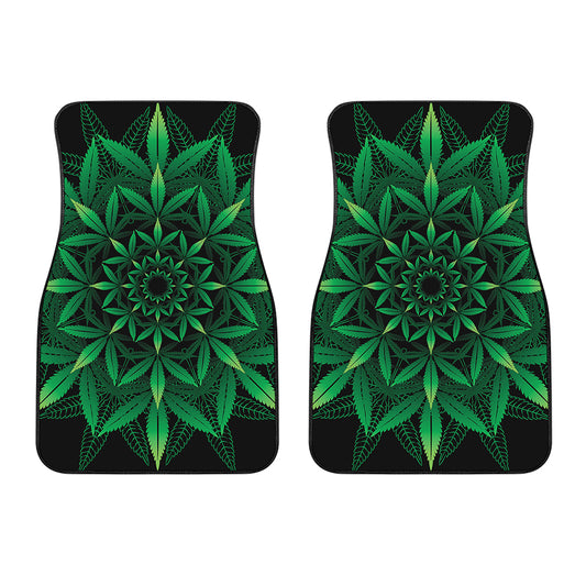Cannabis Leaf Mandala Print Front Car Floor Mats