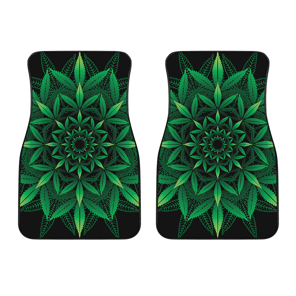 Cannabis Leaf Mandala Print Front Car Floor Mats