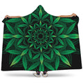 Cannabis Leaf Mandala Print Hooded Blanket
