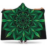 Cannabis Leaf Mandala Print Hooded Blanket