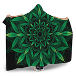 Cannabis Leaf Mandala Print Hooded Blanket