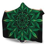 Cannabis Leaf Mandala Print Hooded Blanket