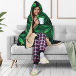 Cannabis Leaf Mandala Print Hooded Blanket