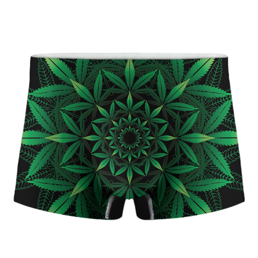 Cannabis Leaf Mandala Print Men's Boxer Briefs