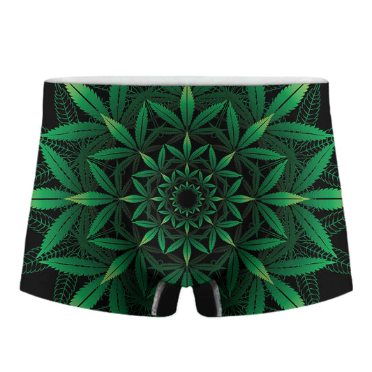 Cannabis Leaf Mandala Print Men's Boxer Briefs