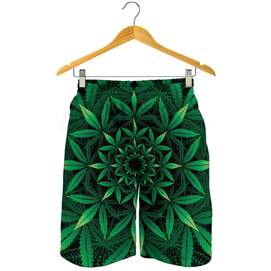 Cannabis Leaf Mandala Print Men's Shorts