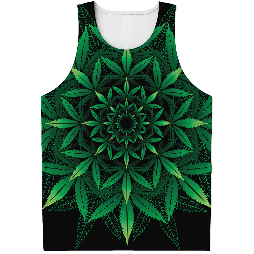Cannabis Leaf Mandala Print Men's Tank Top