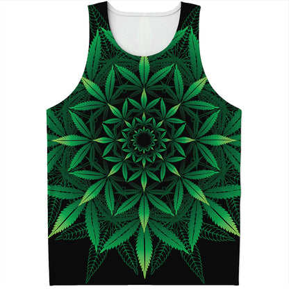 Cannabis Leaf Mandala Print Men's Tank Top