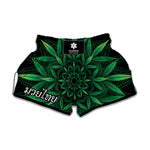 Cannabis Leaf Mandala Print Muay Thai Boxing Shorts