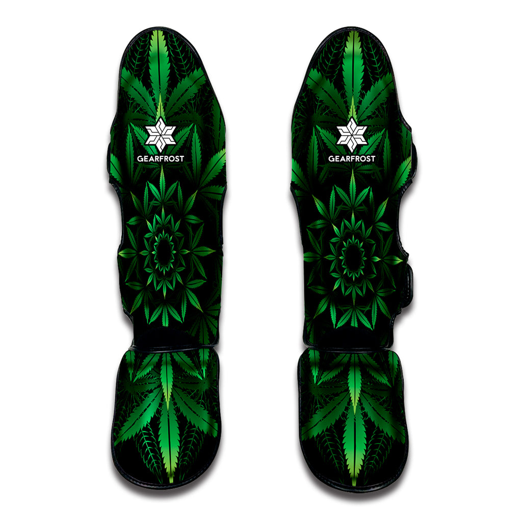 Cannabis Leaf Mandala Print Muay Thai Shin Guard