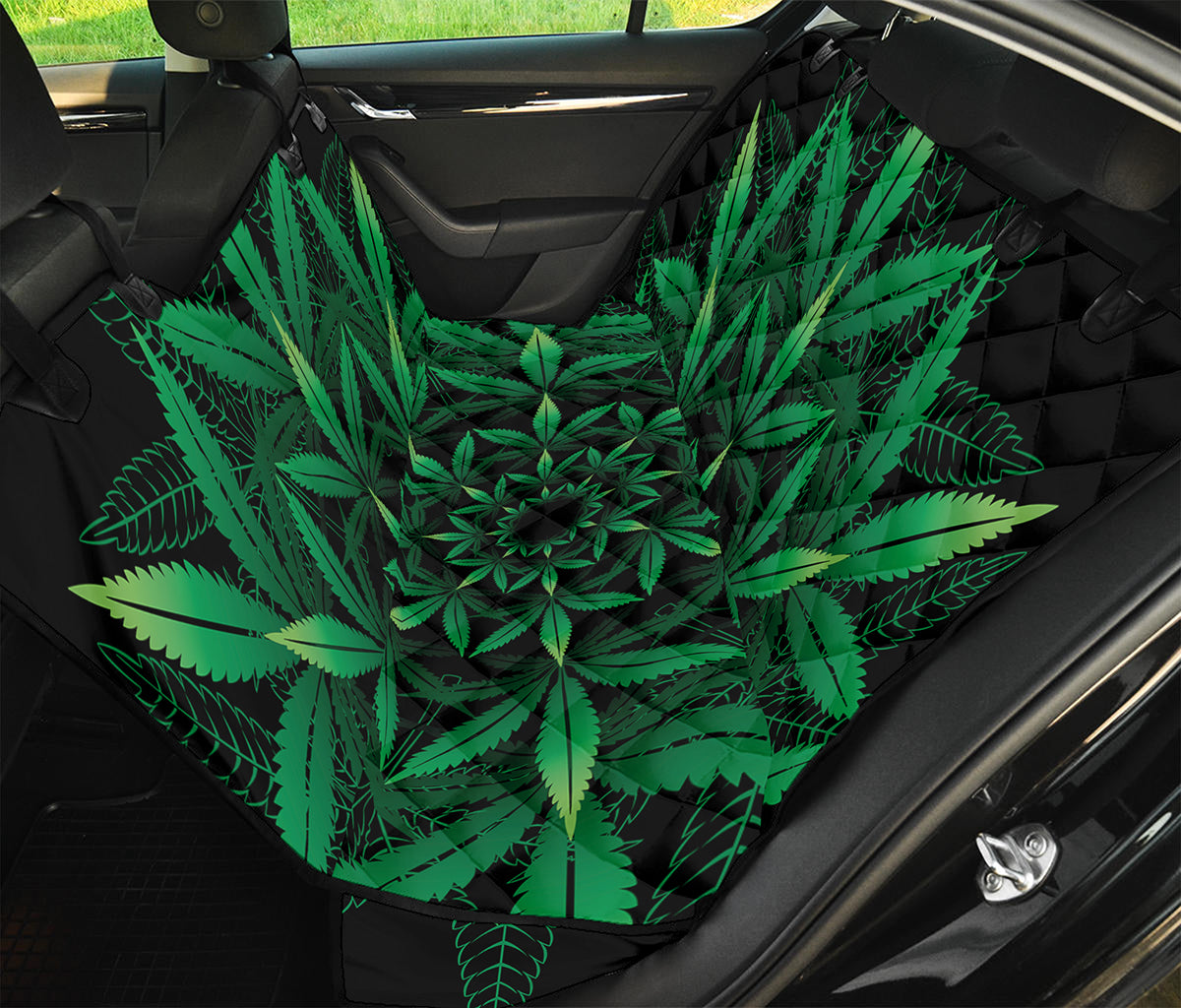 Cannabis Leaf Mandala Print Pet Car Back Seat Cover
