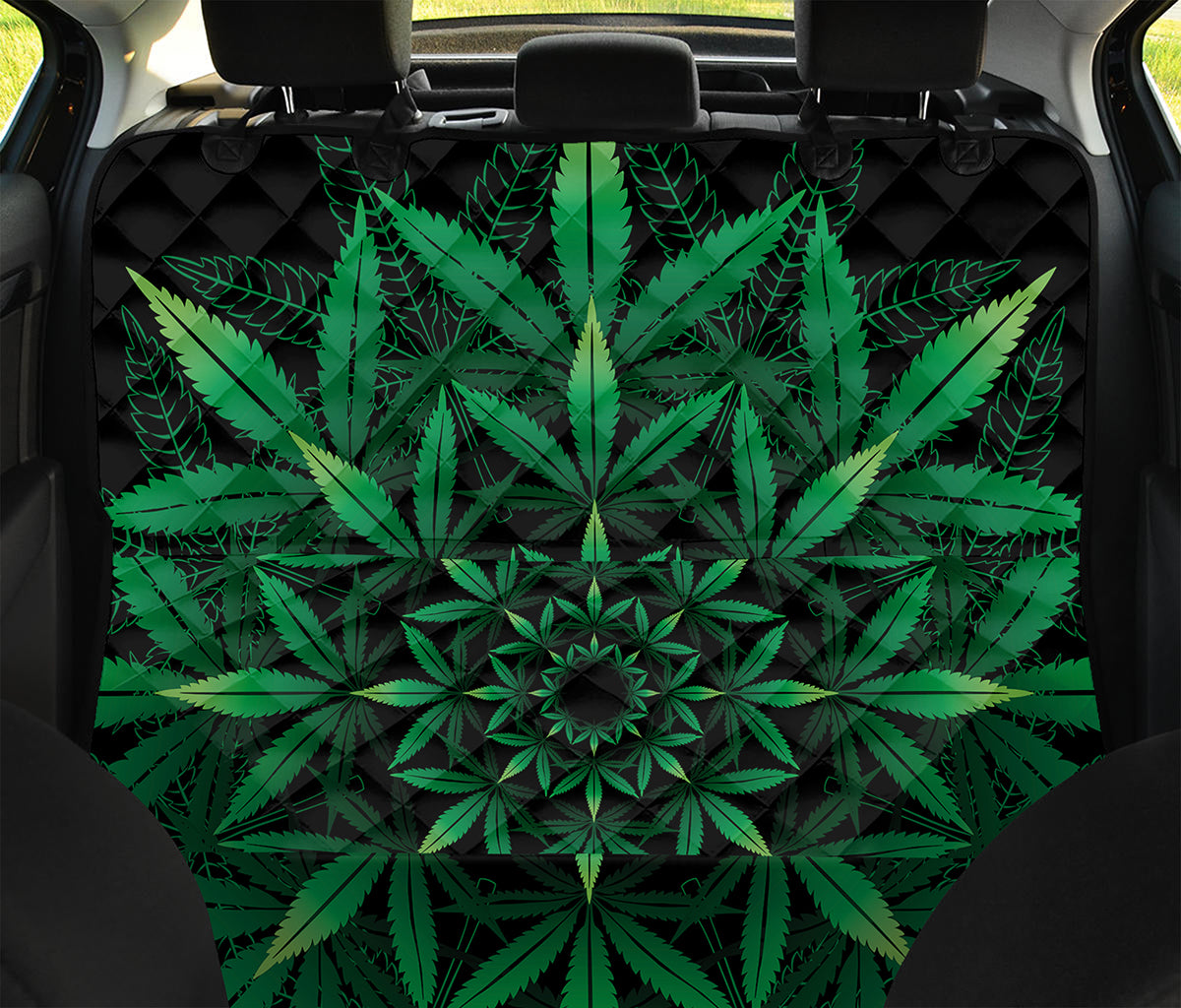 Cannabis Leaf Mandala Print Pet Car Back Seat Cover