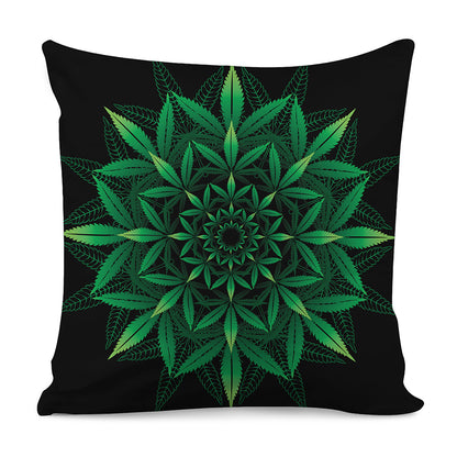 Cannabis Leaf Mandala Print Pillow Cover