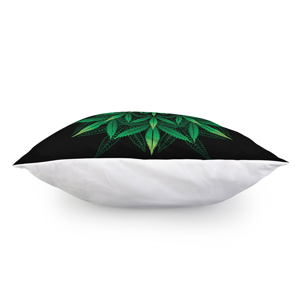 Cannabis Leaf Mandala Print Pillow Cover