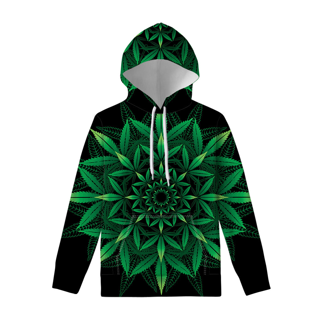 Cannabis Leaf Mandala Print Pullover Hoodie