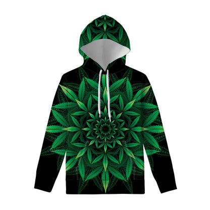 Cannabis Leaf Mandala Print Pullover Hoodie
