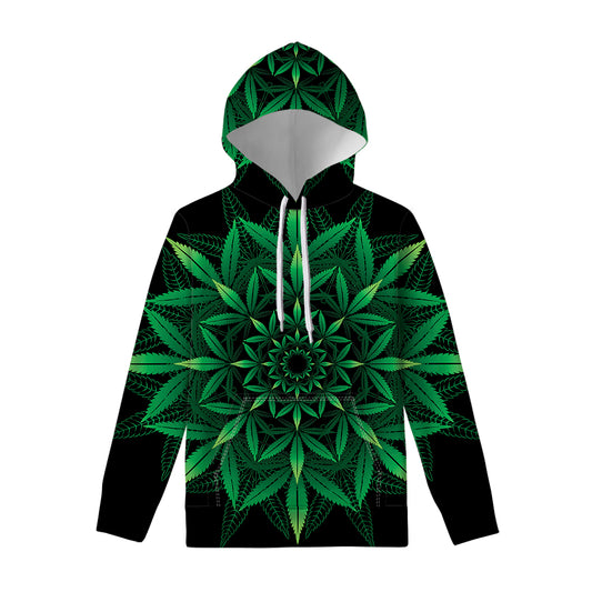 Cannabis Leaf Mandala Print Pullover Hoodie