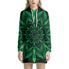 Cannabis Leaf Mandala Print Pullover Hoodie Dress