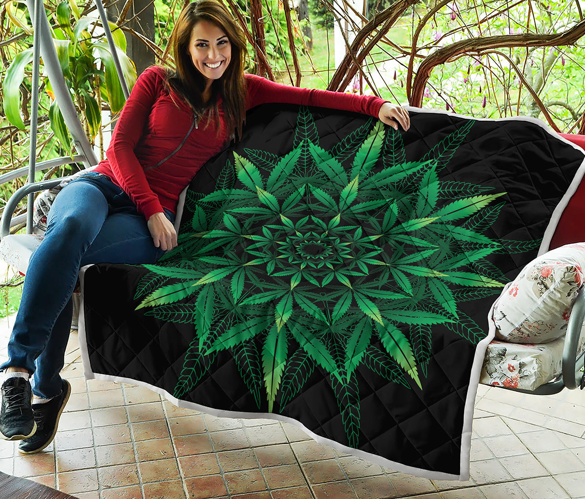Cannabis Leaf Mandala Print Quilt
