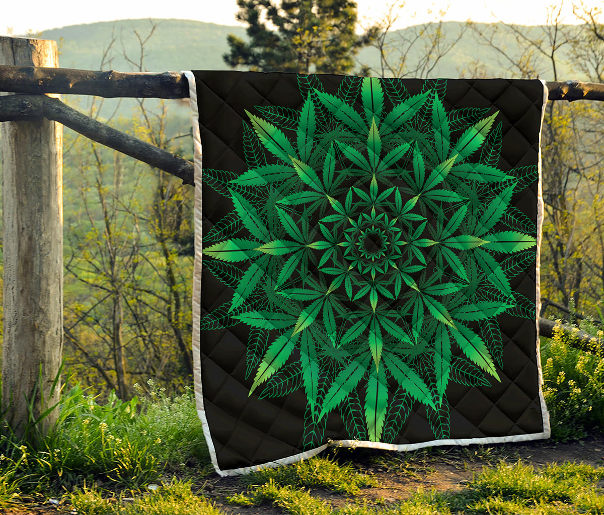 Cannabis Leaf Mandala Print Quilt
