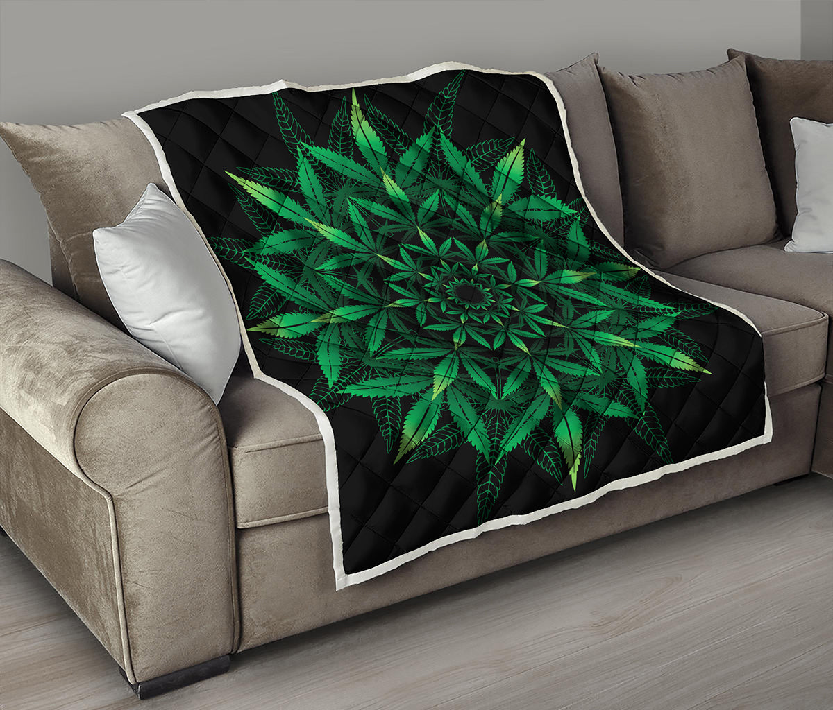 Cannabis Leaf Mandala Print Quilt