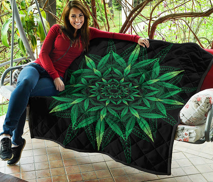 Cannabis Leaf Mandala Print Quilt