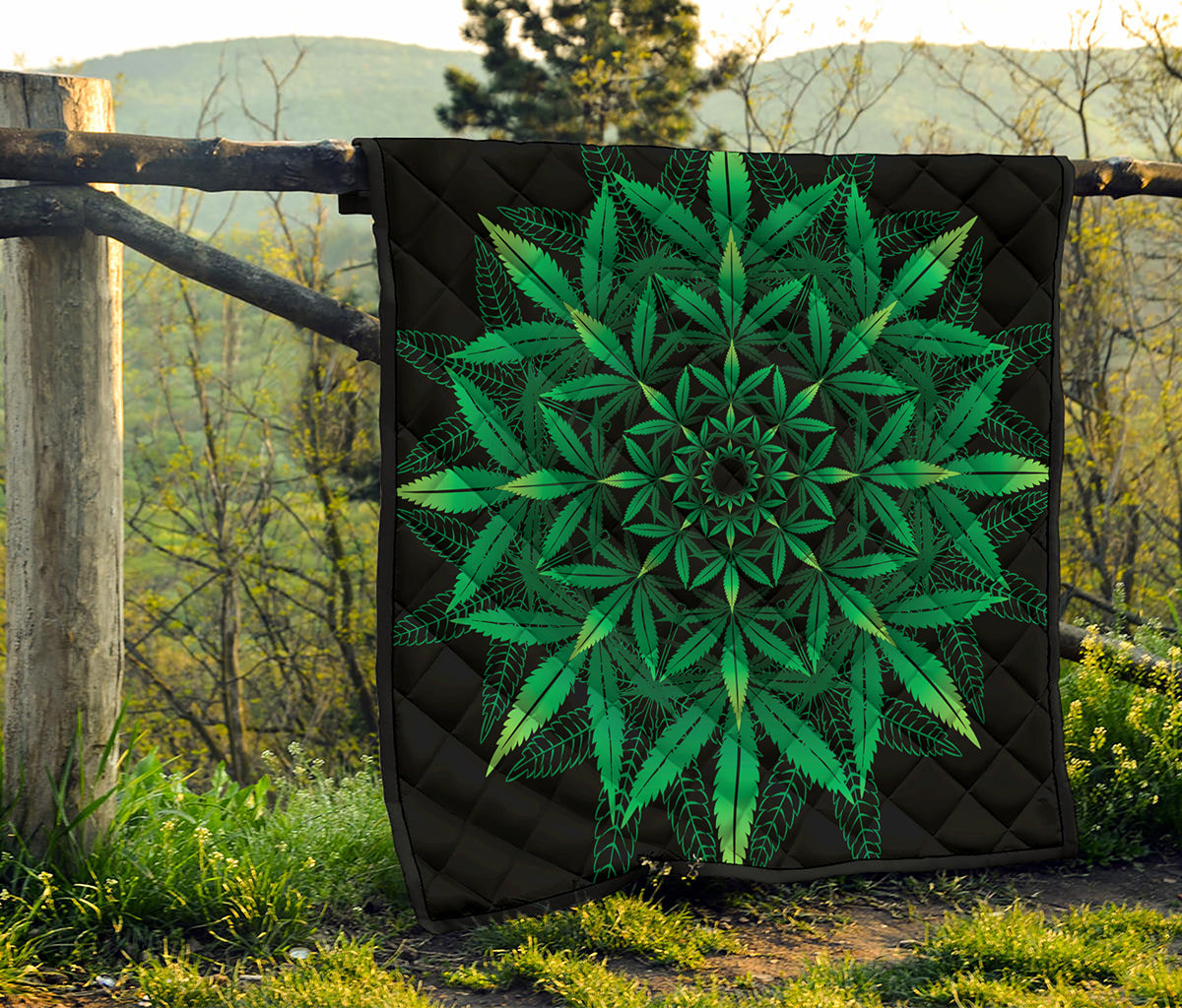Cannabis Leaf Mandala Print Quilt