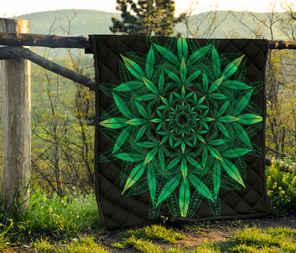 Cannabis Leaf Mandala Print Quilt