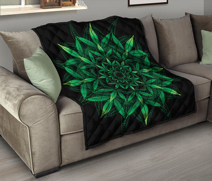 Cannabis Leaf Mandala Print Quilt