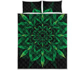 Cannabis Leaf Mandala Print Quilt Bed Set