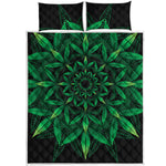 Cannabis Leaf Mandala Print Quilt Bed Set