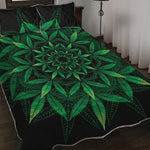 Cannabis Leaf Mandala Print Quilt Bed Set