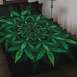 Cannabis Leaf Mandala Print Quilt Bed Set