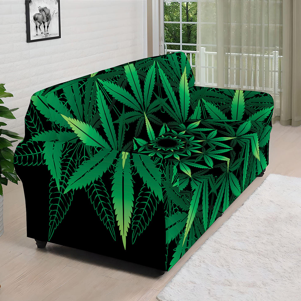 Cannabis Leaf Mandala Print Sofa Cover