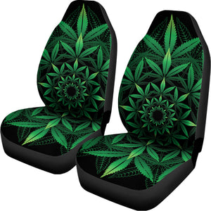 Cannabis Leaf Mandala Print Universal Fit Car Seat Covers