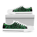 Cannabis Leaf Mandala Print White Low Top Sneakers