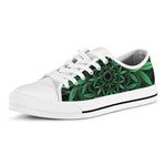 Cannabis Leaf Mandala Print White Low Top Shoes