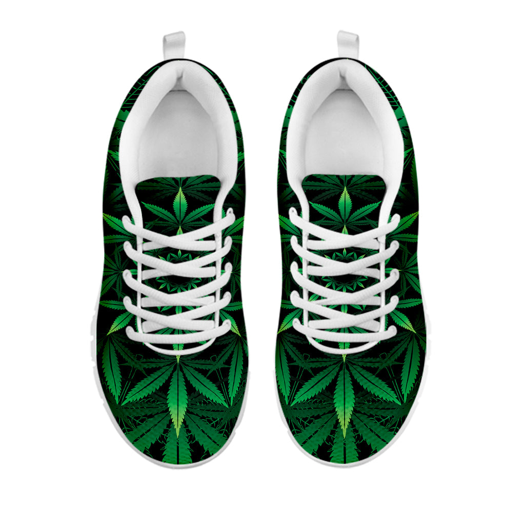 Cannabis Leaf Mandala Print White Sneakers