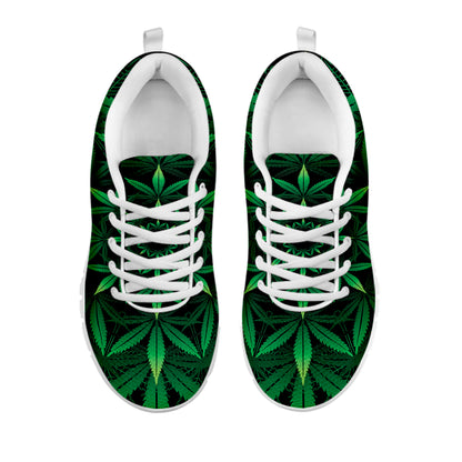 Cannabis Leaf Mandala Print White Sneakers