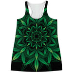 Cannabis Leaf Mandala Print Women's Racerback Tank Top