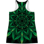Cannabis Leaf Mandala Print Women's Racerback Tank Top
