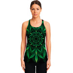Cannabis Leaf Mandala Print Women's Racerback Tank Top